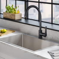Robinet de cuisine TOPWAY moderne à poignée unique en laiton, eau froide et chaude, rotation à 360 degrés, cartouche céramique, noir mat