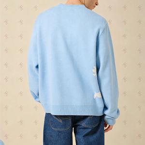 사용자 정의 로고 크루넥 캐주얼 디자인 니트웨어 남성 스웨터 자카드 패턴 풀오버 니트 점퍼 남성용 가을 니트 스웨터 - Product Image 3