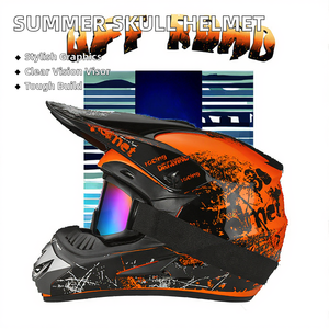 หมวกกันน็อคแบบเต็มใบสำหรับมอเตอร์ครอส ลายหัวกะโหลก สำหรับฤดูร้อน ขายส่ง รุ่นใหม่ สำหรับแข่งรถดาวน์ฮิลล์ รถวิบาก ATV ครุยเซอร์  วัสดุ ABS บุโฟม ได้รับมาตรฐาน DOT แบบสองชั้น - Product Image 2