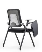 Chaise de formation ergonomique moderne pliable avec tablette d'écriture - Chaise de conférence en maille, hauteur réglable, pivotante, avec plateau de bureau intégré pour