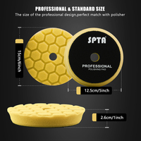 SPTA 1Pc 5 pouces 125mm T80 Hex-Logic jaune taille moyenne tampon de polissage pour voiture tampon polisseuse composé supprimer 1500 # marque de ponçage