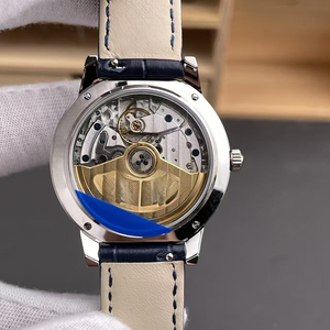 Reloj de pulsera elegante y minimalista francés con esfera blanca, correa de cuero azul, resistente al agua, con reserva de energía automática para día y noche, ¡en oferta! - Product Image 4