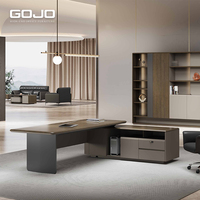 Bureau de direction moderne et minimaliste en placage de bois, table de bureau en forme de L pour PDG, mobilier commercial avec rangement