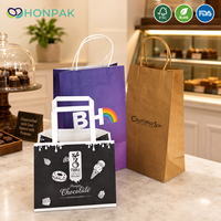 Sac d'emballage personnalisé HONPAK pour desserts, sac en papier pour chocolaterie avec poignée pour emballages de confiseries