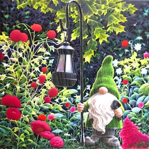 Statue de gnome de jardin vintage faite à la main en résine imperméable avec lampe solaire, décoration extérieure, marque SPX - Product Image 2