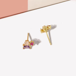 Pendientes <span class=keywords><strong>de</strong></span> tuerca <span class=keywords><strong>de</strong></span> piedras preciosas <span class=keywords><strong>de</strong></span> circonia, joyerí<span class=keywords><strong>a</strong></span> personalizada <span class=keywords><strong>de</strong></span> estilo minimalista, China, venta al por mayor - Product Image 6