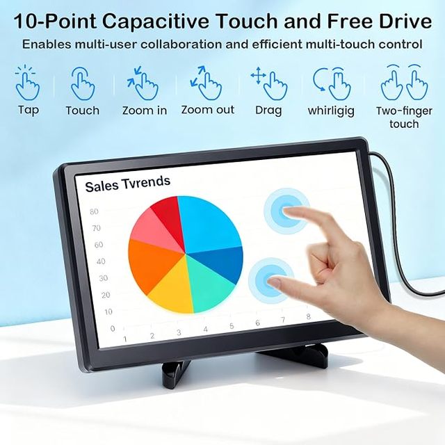 New 11.6" IPS LCD Touchscreen Monitor with 1920x1080 FHD Resolution 3-Year Warranty-For Business Use Black