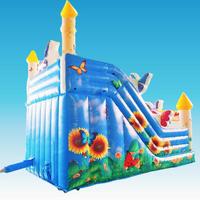 Château gonflable papillon tournesol 5x4 mètres avec toboggan et trampoline pour fêtes et événements extérieurs