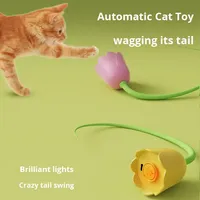 Jouet interactif électrique rechargeable et écologique pour chat, avec corde en silicone et queue automatique qui bouge, pour l'exercice des chatons en intérieur