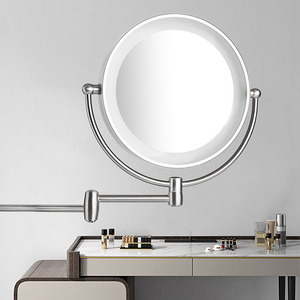 Thắp sáng gương trang điểm treo tường <span class=keywords><strong>LED</strong></span> hai mặt Magnifying Vanity gương với cánh tay mở rộng 360 xoay cạo phòng tắm - Product Image 2