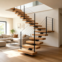 Escalier flottant pour intérieur, design moderne en bois, escalier invisible à monopoutre, escalier personnalisé pour intérieur/design d'escalier
