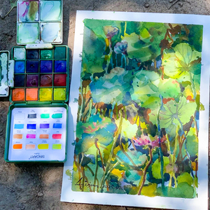 Sinoart 9/16 Màu Sắc Du Lịch Nghệ Sĩ Ngoài Trời Túi Màu Nước Sơn <span class=keywords><strong>Set</strong></span> Với 2 Có Thể Gập Lại Bảng - Product Image 5