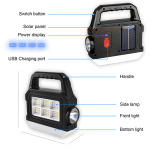 Đa Chức Năng Có Thể Sạc Lại LED Năng Lượng Mặt Trời Linterna Tìm Kiếm Torch Ánh Sáng Xử Lý Đèn Pin Đèn Lồng Khẩn Cấp Cắm Trại Ánh Sáng - Product Image 6