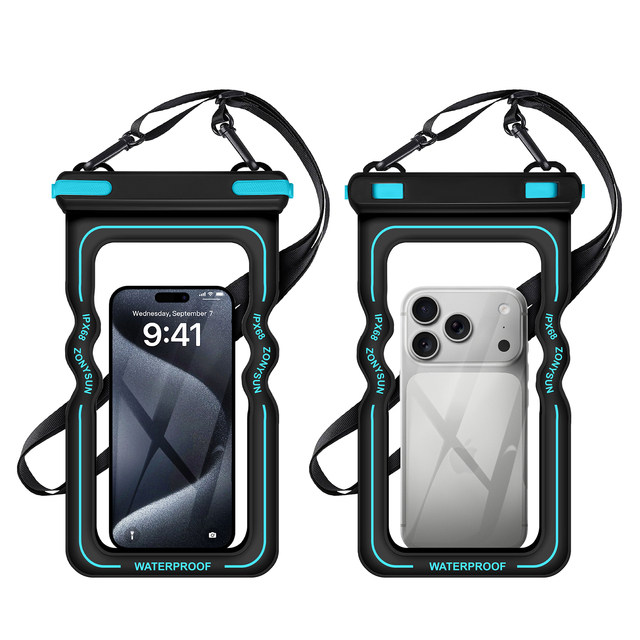 Inflatable Airbag Waterproof Mobile Phone Pouch Floatable with Wavy Frame Strong Buoyancy Waterproof Phone Case for Swimming