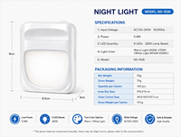 Lampes de nuit LED à détecteur de mouvement, prise EU, lumière de placard à intensité variable, pour bébé, chevet, chambre, couloir, lampe de nuit sans fil