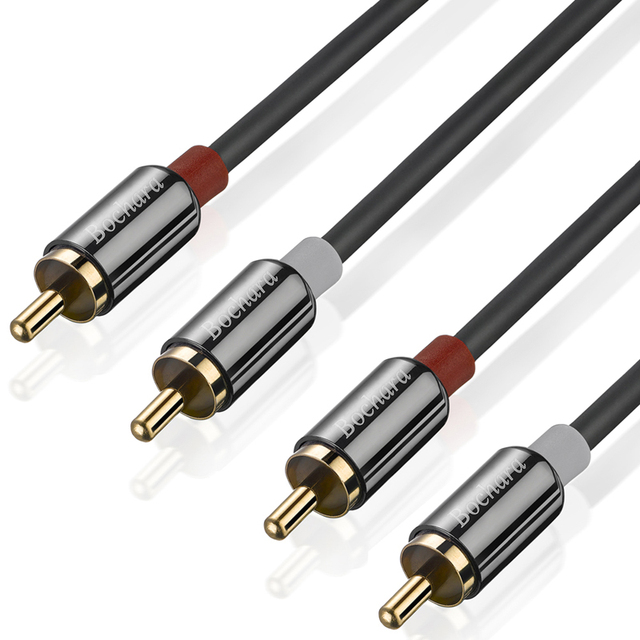 Bochara 2RCA to 2RCA Male to Male OFC Audio Cable Foil+Braided Shielded 1.8m 3m 5m 10m 15m 20m Professional Audio Cable