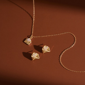 Ensemble de bijoux en forme de cœur, en acier inoxydable, serti de pierres, cadeau pour femme - Product Image 2