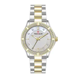 Relógio de quartzo de aço inoxidável de alta qualidade de marca de luxo relógios de pulso de ouro para mulheres