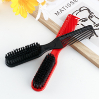 Nouvelle Arrivée Brosse et Peigne à Barbe Portable pour Salon de Coiffure Double Face Sculpture Nylon Noir Barbier Homme Soins Coiffage