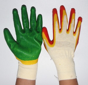 Suncend fábrica Venta caliente de doble color de látex de algodón trabajo medio recubierto guantes de trabajo naranja guantes - Product Image 5