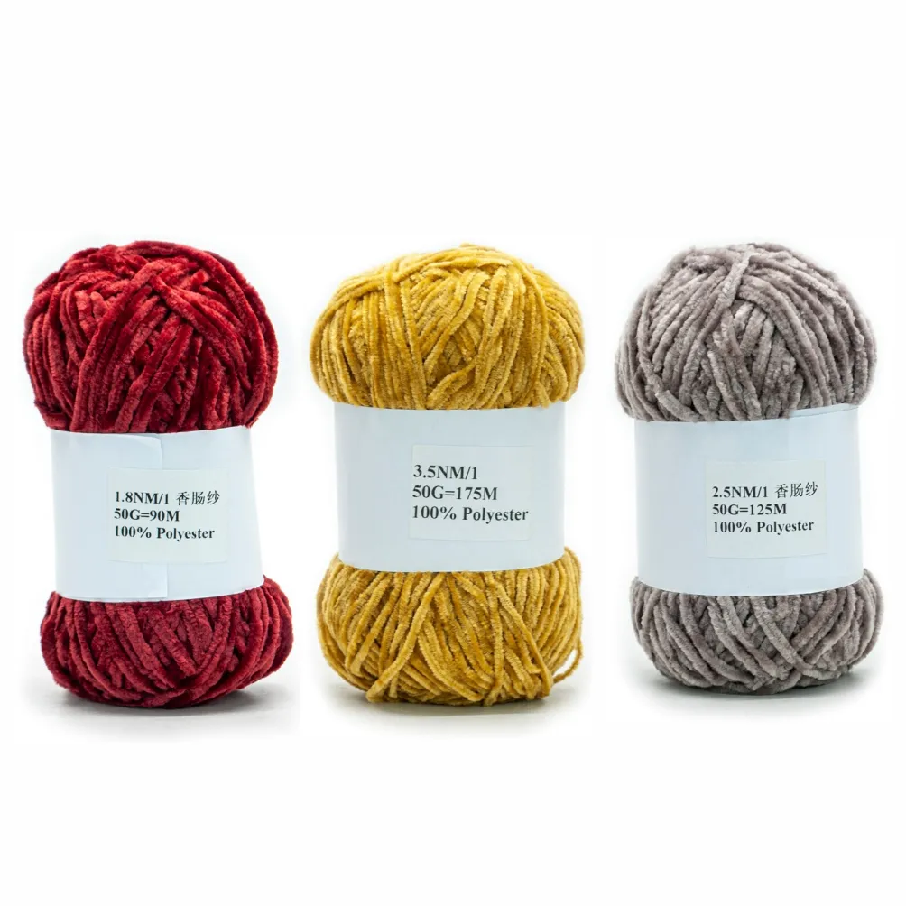 Wholesale Colorful 100% Polyester Chenille Yarn Crochet Hand Knitting Fancy Yarn