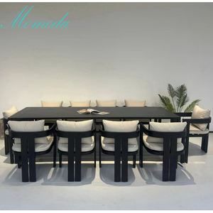 Set Tavolo <span class=keywords><strong>da</strong></span> Pranzo e Sedie Estensibile <span class=keywords><strong>da</strong></span> <span class=keywords><strong>Esterno</strong></span> Quadrato con Struttura <span class=keywords><strong>in</strong></span> Alluminio e Dettagli <span class=keywords><strong>in</strong></span> <span class=keywords><strong>Legno</strong></span> per Hotel Giardino Caffetteria Ristorante - Product Image 2