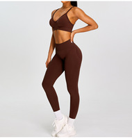 Ensemble de yoga 3 pièces pour femme de haute qualité, léger, respirant, sans couture, avec soutien-gorge et leggings de sport taille haute effet push-up