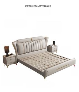 Camas Tapizadas en Cuero Italiano de Fábrica para el Hogar, Hotel, Cama Suave, Muebles de Dormitorio, Cama Moderna King Size - Product Image 3