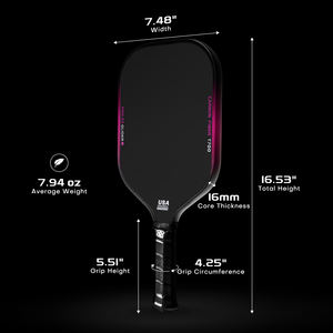 Raquette de pickleball portable sans bordure de qualité professionnelle OEM, prix de gros, fibre de carbone T700 16 mm, haut de gamme - Product Image 3