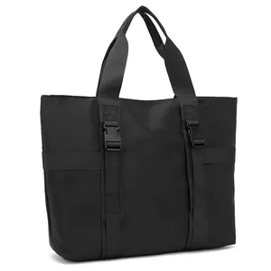 Wholesale waterproof handbag black luggage travel cotton black canvas tote bag