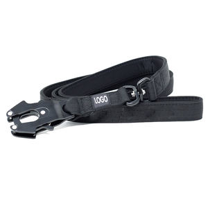 Tali hewan peliharaan nilon tugas berat pegangan empuk Neoprene lembut tali anjing taktis penuntun hewan peliharaan dengan klip katak - Product Image 6