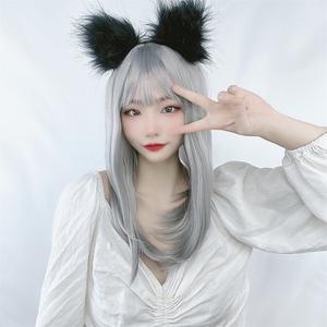 Perruque UMS Halloween Cruella Noire et Blanche, Longue et Droite, <span class=keywords><strong>avec</strong></span> <span class=keywords><strong>Frange</strong></span>, Synthétique, Double Trame, Entièrement Faite à la Machine, pour Cosplay - Product Image 5