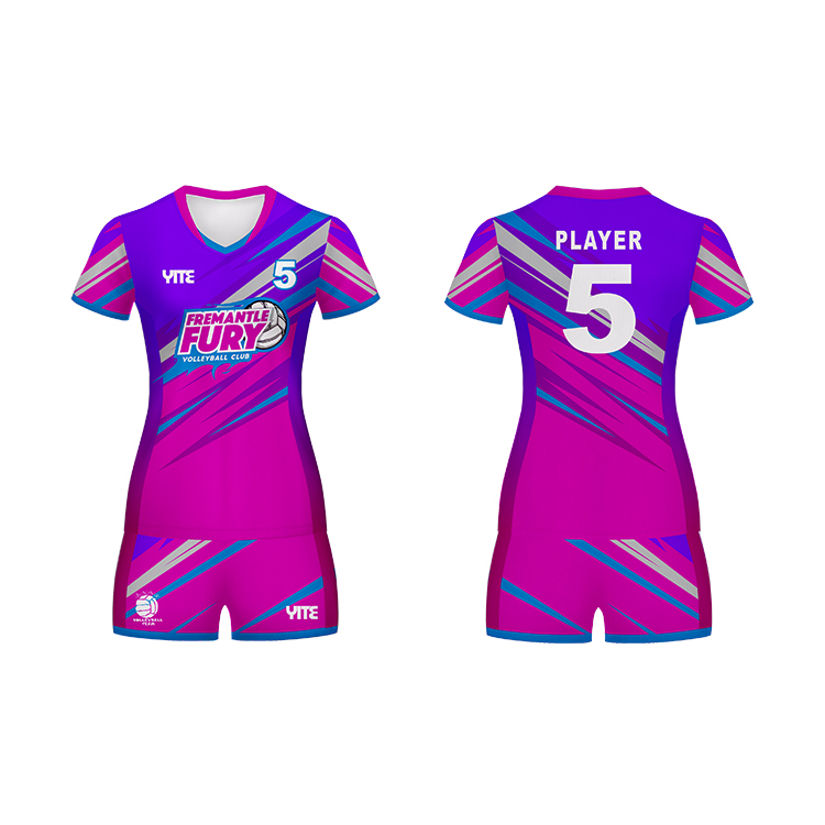 Uniformes de vôlei rosa roxo personalizado feminino, subolmação, serviços oem camisa de vôlei