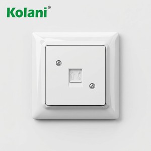Prise murale téléphonique européenne Kolani, norme européenne, blanc brillant, panneau en PC ignifuge, port téléphonique RJ <span class=keywords><strong>standard</strong></span> - Product Image 1