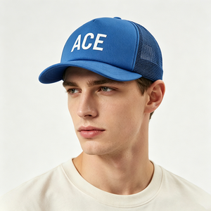 Gorra Trucker Unisex de Lona con 5 Paneles Frontales de Espuma, Logotipo ACE Personalizado, Malla Transpirable en la Parte Trasera, Cierre a Presión, Ligera, Informal, Deportiva, para Exteriores - Product Image 1