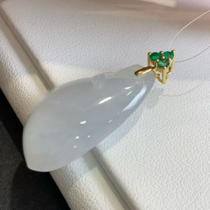 Pendentif en jade de Birmanie de qualité naturelle HENG YUE, forme melon, plaqué or 18 carats, ornement de luxe en jade pour femmes, cadeau - Product Image 5
