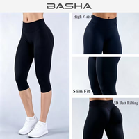 Leggings de yoga capri sans couture en nylon mat taille haute pour femme, pantalon de fitness mi-mollet pour l'entraînement