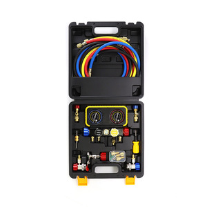 Automotive Air Conditioner Four Way Refrigerant Refill Dual Meter Set R22 R32 R134a R410A Precision Pressure <b>Gauge</b> Tool Kit - Product Image 1