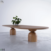 Table à manger ovale en chêne massif de style nordique moderne de haute qualité pour 8 personnes, pour villa, hôtel et salle à manger
