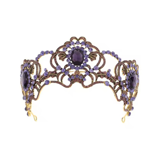 Corona nupcial barroca retro europea y americana, accesorios para el cabello con diamantes de imitación morados para fiesta de bodas - Product Image 1