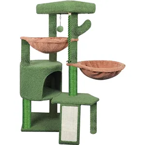 Кошачий домик с подкладкой плюшевый трехслойный Когтеточка для кошачьего дерева Кондо с плюшевым игрушечным гамаком