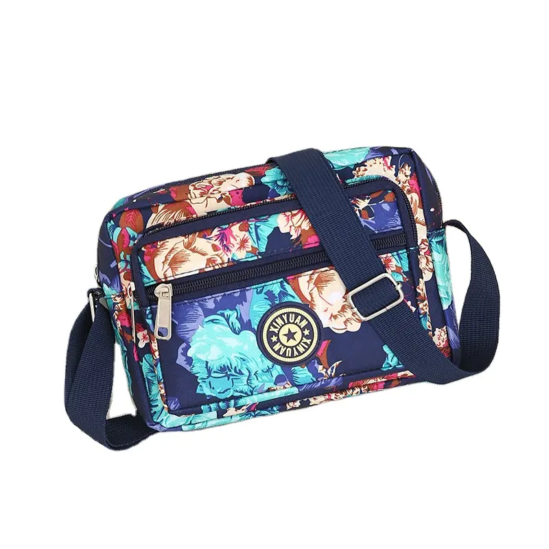 Bolsa de mercado de tecido floral chique para a mãe, bolsa crossbody casual com estampa de logotipo, presente ideal para uso diário, durável e elegante