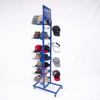 Présentoir de Chapeaux et Casquettes en Métal Multi-Niveaux Autoportant Personnalisé avec Roues pour Magasin de Détail