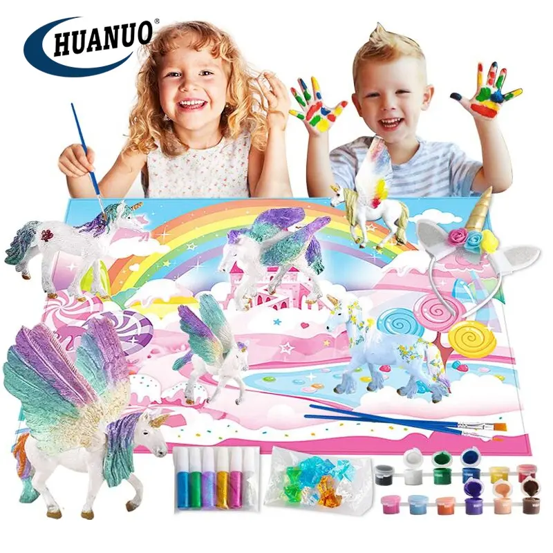 Amazon hot sale creativity washable Non-toxic art craft set drawing kit model DIY coloring painting toy for kids