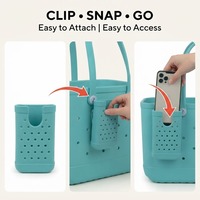 Sac de plage coloré en EVA avec support de téléphone à clipser, organiseur de téléphone portable pour sacs fourre-tout perforés, accessoires de voyage, de shopping et de piscine, vente en gros