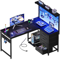 Bureau d'ordinateur pour étudiant avec éclairage LED et rangement non-tissé, idéal pour chambre et bureau, parfait pour le gaming