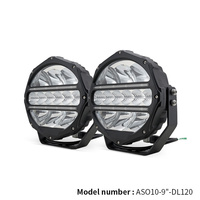 Lumière de travail LED 9 pouces 120W 13200LM, blanc DRL, clignotant ambre, lumière tout-terrain pour camion, Jeep, SUV, UTV, DC10-32V