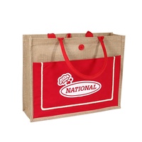 Sac de shopping en jute écologique avec poche et bouton, personnalisé avec logo imprimé, doux et enduit, vente en gros