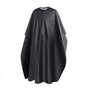 Capa de Peluquería Impermeable de Poliéster Negro, Bata de Barbero con Cuello Elástico, Portátil para Salón de Belleza - Product Image 3