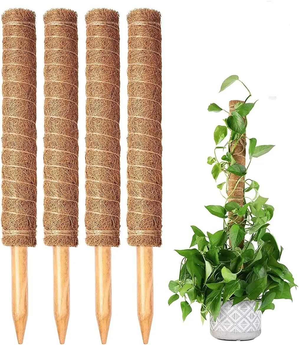 24" Plant Stakes Natural Moss Pole, Garden Tomato Plant Sticks Support for Climbing Plants Growth Indoor